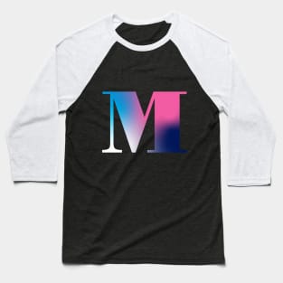 Capital Letter M Monogram Gradient Pink Blue White Baseball T-Shirt